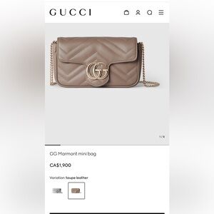 Gucci Taupe Leather Crossbody with Gold Chain